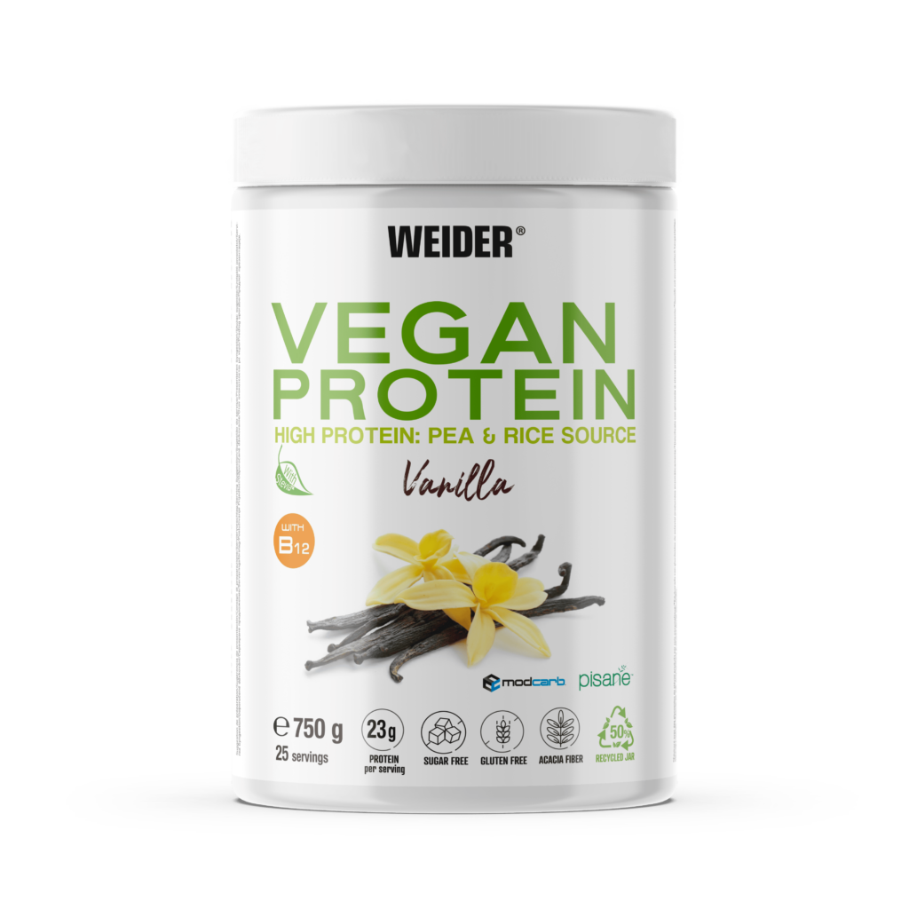 Bote de Weider de Proteina vegana de Vainilla de 750 gramos. suplementos