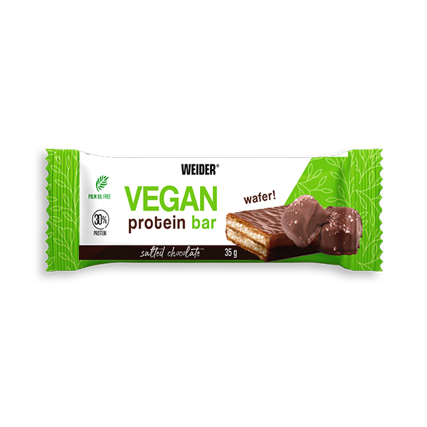 Barrita proteica vegana 30% proteína. Sabor chocolate salado